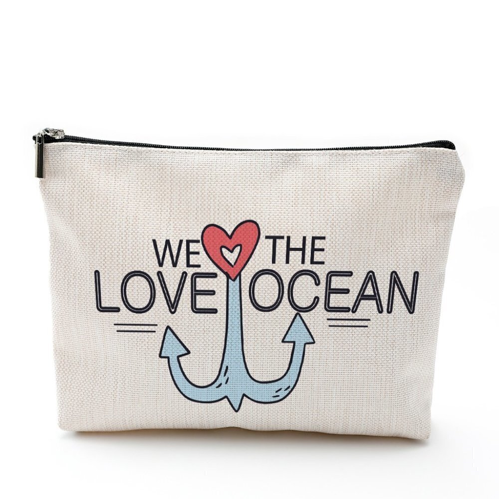 Cotton Linen Zippered Cosmetic Bag